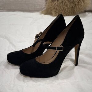 Vince Camuto Black Suede Mary Jane Pumps
